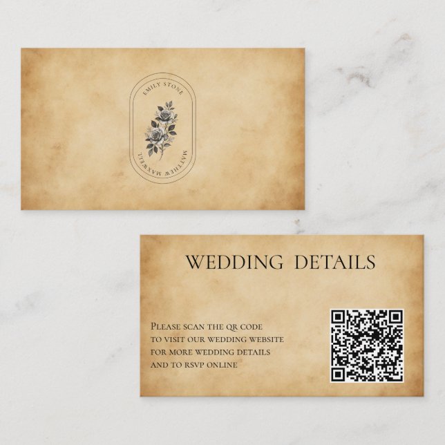 Cartão De Informações Casamento de CÓDIGO QR Personalizado de Papel Anti (Frente/Verso)