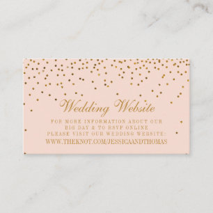 Cartão De Informações Casamento de Confetti Dourado e Rosa Esbranquiçado