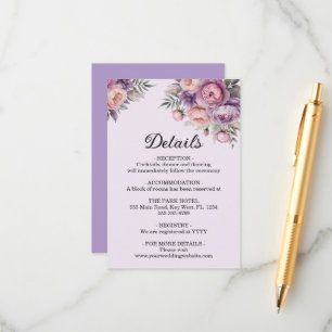Cartão De Informações Casamento de Cores de Pastel Suave Floral Elegante