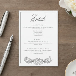 Cartão De Informações Casamento de Crest de Aves da Chinoiserie Negra El