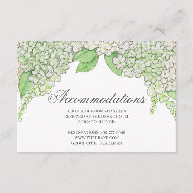 Cartão De Informações Casamento de Crest de Hydrangea Azul e Branco (Frente)