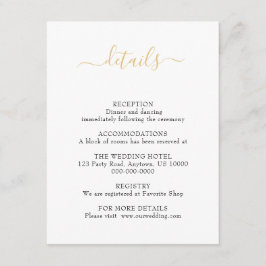 Cartão De Informações Casamento de Design de mármore preto e Dourado