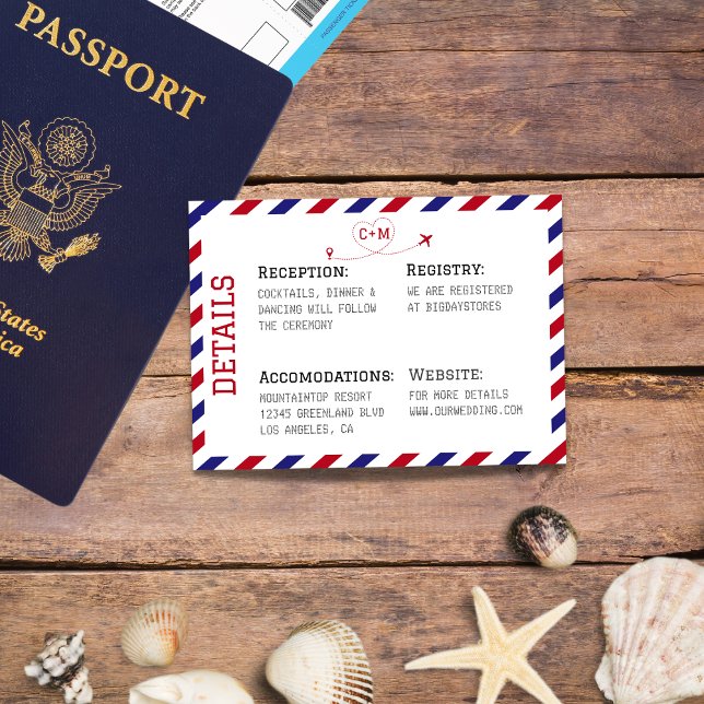 Cartão De Informações Casamento de Destino de Airmail (Criador carregado)