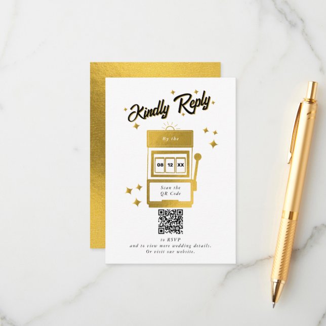 Cartão De Informações Casamento de Destino de Las Vegas Dourado (Frente/Verso In Situ)