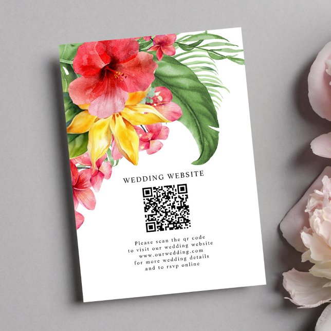 Cartão De Informações Casamento de Destino Tropical Exótico (Exotic Floral Tropical Destination Wedding Enclosure Card)