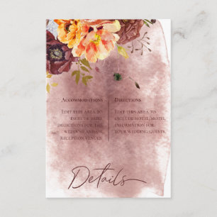 Cartão De Informações Casamento de Detalhes do Buquê Marsala Clay & Yell