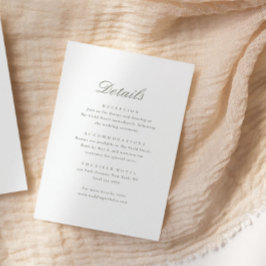 Cartão De Informações Casamento de Detalhes do Script de Caligrafia Míni