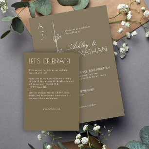 Cartão De Informações Casamento de Divisor Floral Moderno