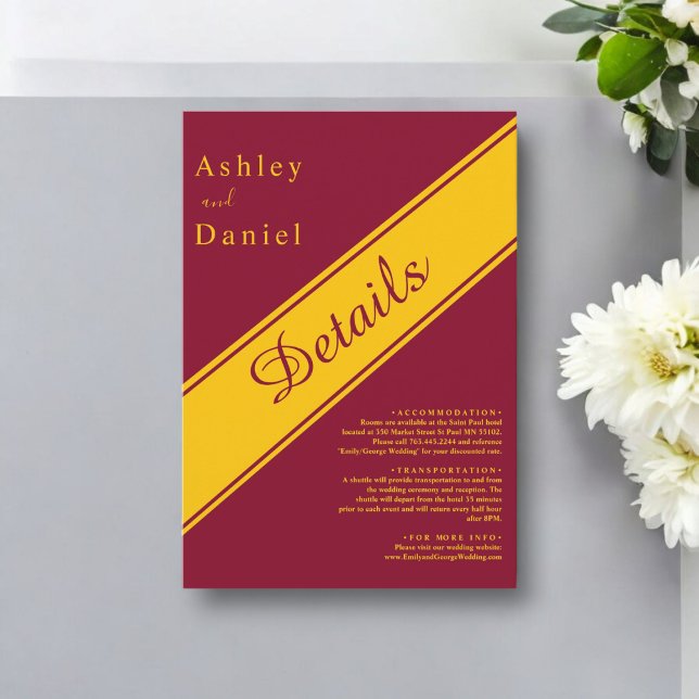 Cartão De Informações Casamento De Dourado Luxo E Turvo Moderno Elegante (Criador carregado)