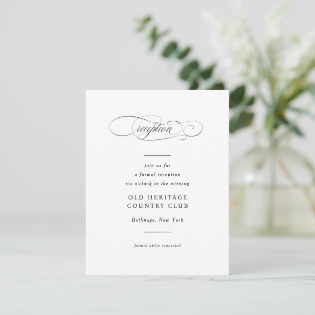 Cartão De Informações Casamento de Elegância de Script Clássico (Em pé/Frente)