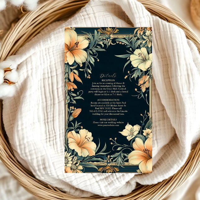 Cartão De Informações Casamento de Elegância Real Vitoriana (Criador carregado)