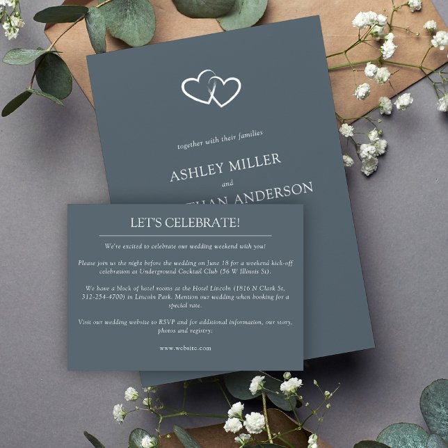 Cartão De Informações Casamento de Elementos Simples Modernos Elegante (Criador carregado)