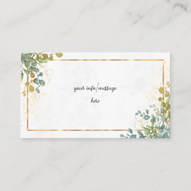 Cartão De Informações Casamento de eucalipto verde  (Frente)
