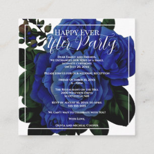 Cartão De Informações Casamento de festa Vintage blue rose Happy Ever Af