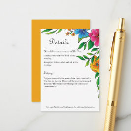 Cartão De Informações Casamento de Flor Brilhante Primavera Verão
