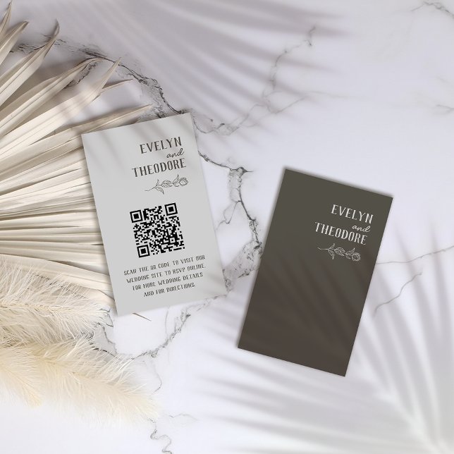 Cartão De Informações Casamento de Flor de Arte de Linha Neutral Elegant (Criador carregado)