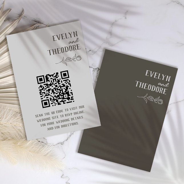 Cartão De Informações Casamento de Flor de Arte de Linha Neutral Elegant (Criador carregado)