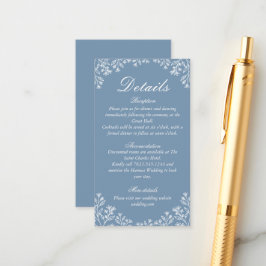 Cartão De Informações Casamento de Flor Silvestre Azul Empoeirado
