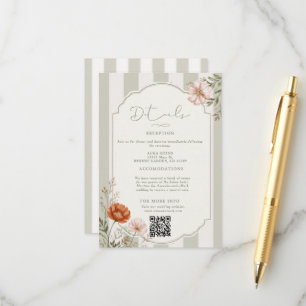 Cartão De Informações Casamento de Flor Silvestre Floral Listrada Jardim