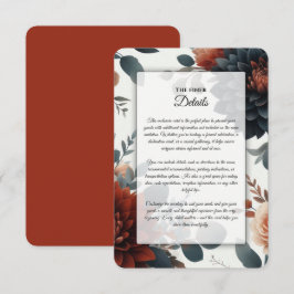 Cartão De Informações Casamento de Florais Outonais Rústicos e Mal-humor