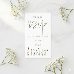 Cartão De Informações casamento de flores silvestres bonito rsvp