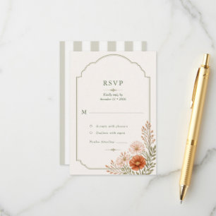 Cartão De Informações Casamento de Flores Silvestres de Jardim Inglês Li