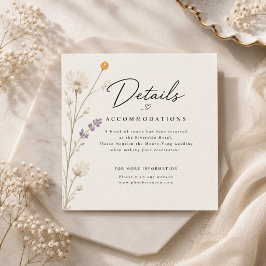 Cartão De Informações Casamento de Flores Silvestres Elegantes