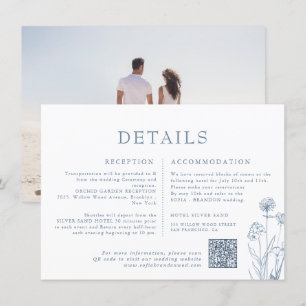 Cartão De Informações Casamento de Flores Silvestres Periwinkle Minimali