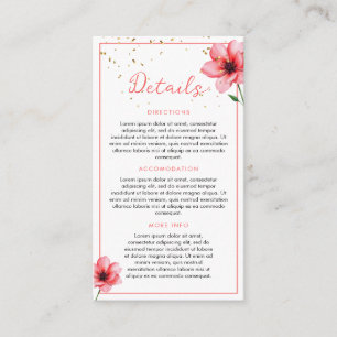 Cartão De Informações Casamento de Frame de Confetti Floral Rosa-Blush C