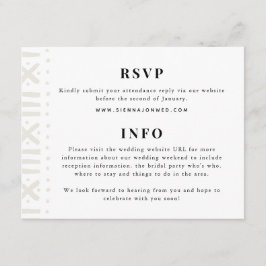 Cartão De Informações Casamento de Fronteira Ecru Boho Mudcloth