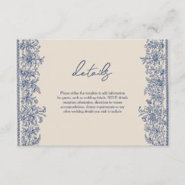Cartão De Informações Casamento de fronteira floral azul