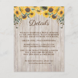 Cartão De Informações Casamento de Girassol de Madeira Rústica no Celeir