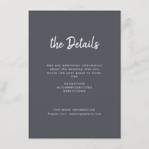 Cartão De Informações Casamento de guião manuscrito de carvão minimalist