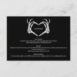 Cartão De Informações Casamento de Halloween do Esqueleto Romântico Góti