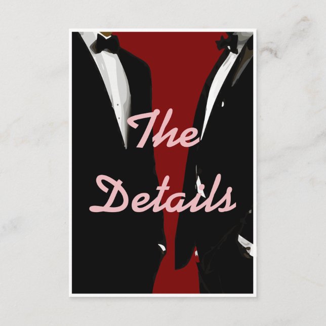 Cartão De Informações Casamento de Homens Gay Modernos Elegantes (Frente)