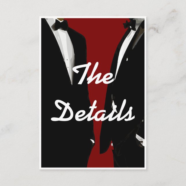 Cartão De Informações Casamento de Homens Gay Modernos Elegantes (Frente)