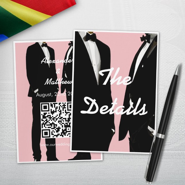 Cartão De Informações Casamento de Homens Gay Modernos Elegantes (Criador carregado)