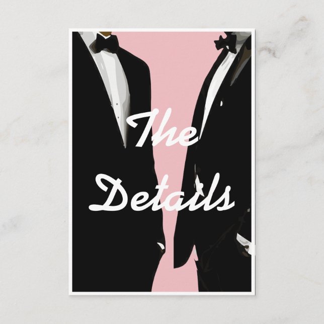 Cartão De Informações Casamento de Homens Gay Modernos Elegantes (Frente)