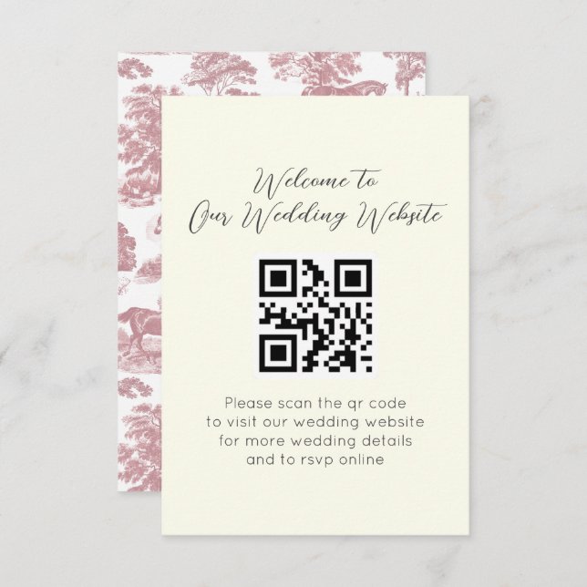 Cartão De Informações Casamento de Horrores Rosa Elegante (Frente/Verso)