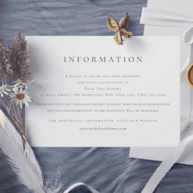 Cartão De Informações Casamento de Informações Brancas Negras Elegante (Elegant Black White Information Wedding Enclosure Card)