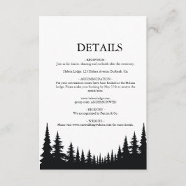 Cartão De Informações Casamento de Inverno com Pinheiros Preto e Branco