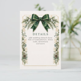 Cartão De Informações Casamento de Inverno Floral Botânico Arco de Esmer