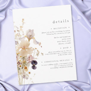 Cartão De Informações Casamento de Jardim com Aquarela de Íris Roxa Eleg