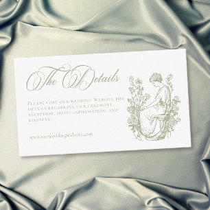 Cartão De Informações Casamento de Jardim com Brasão Verde Elegante Vint