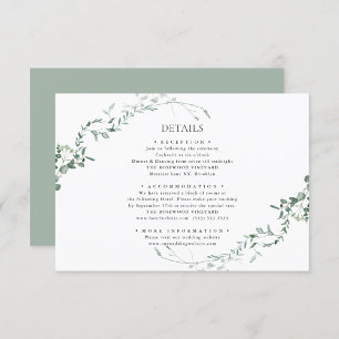 Cartão De Informações Casamento de Jardim Elegante Moderno Eucalyptus Gr