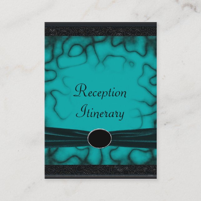 Cartão De Informações Casamento de Jardim Negro e Verde Gótico Supercres (Frente)