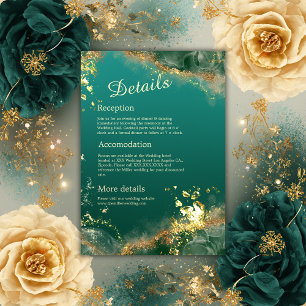 Cartão De Informações Casamento de joias de ouro verde-esmeralda