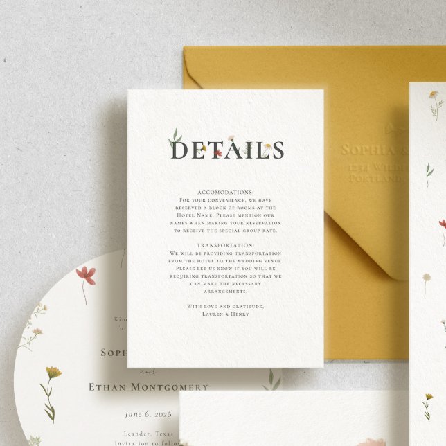 Cartão De Informações Casamento de Leander Wildflower (Criador carregado)