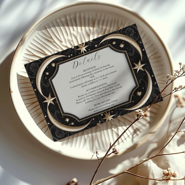 Cartão De Informações Casamento de Lua das Estrelas Negras Celestiais (Criador carregado)