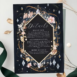 Cartão De Informações Casamento de Luxo com Diamante Preto Decorado